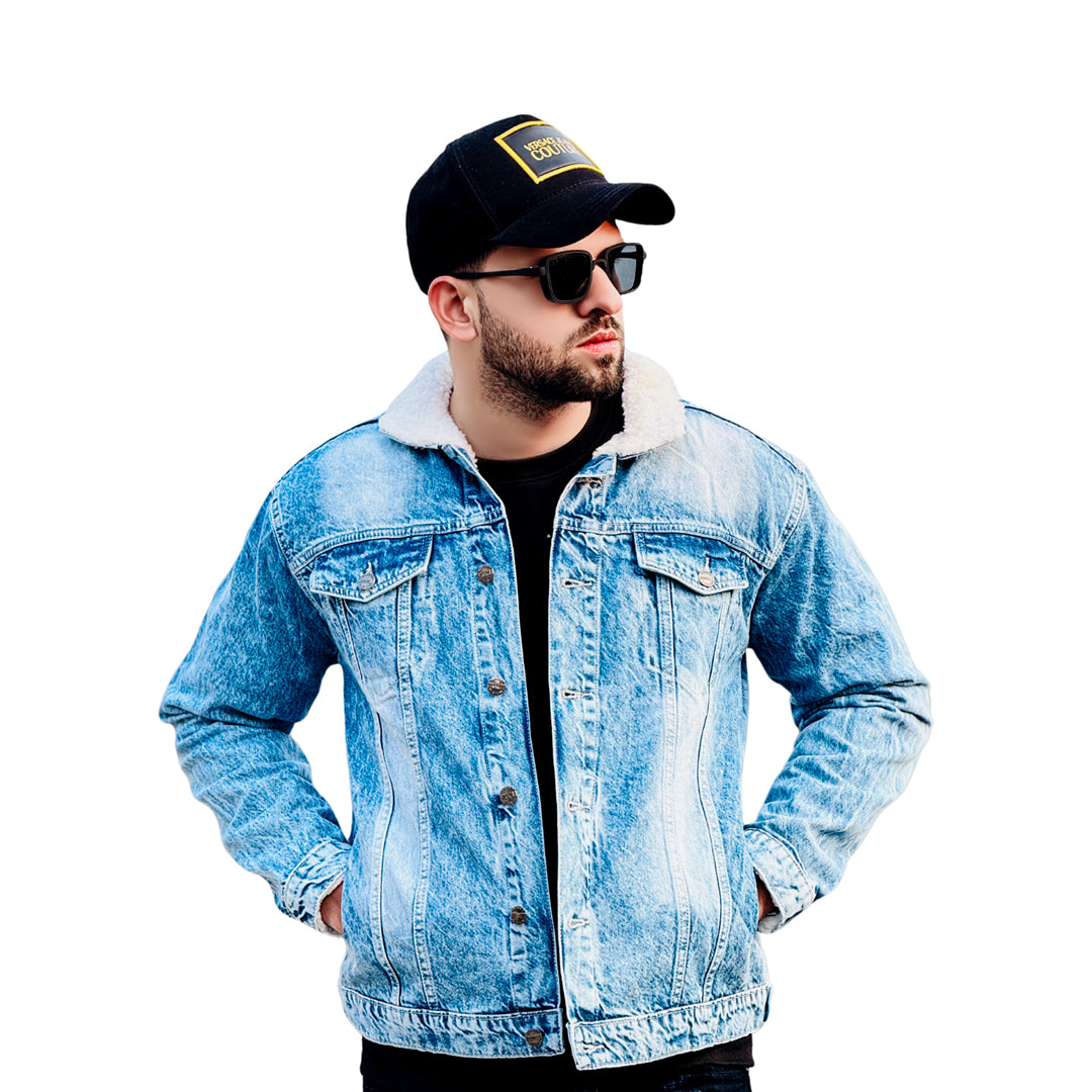 Denim jacket complete fur inside premium quality