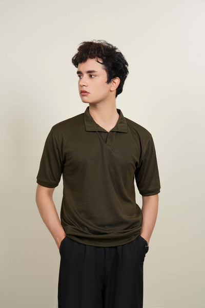 extured Open-Collar Polo