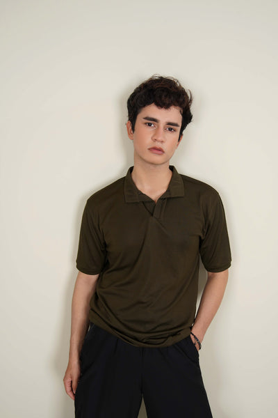 extured Open-Collar Polo